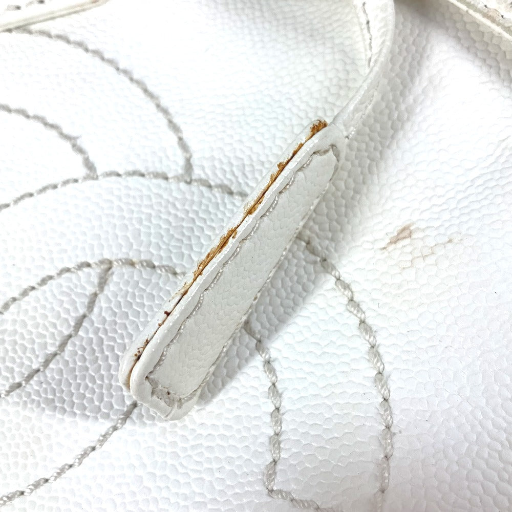 CHANEL Shoulder Bag Caviar skin white vintage CC COCO Mark logo drawstring bag Women Used Authentic