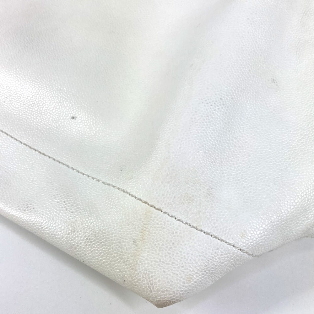 CHANEL Shoulder Bag Caviar skin white vintage CC COCO Mark logo drawstring bag Women Used Authentic