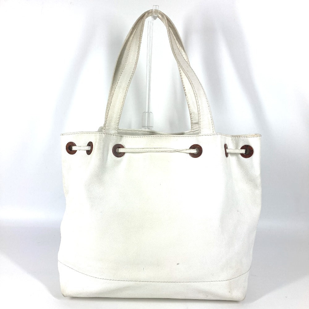 CHANEL Shoulder Bag Caviar skin white vintage CC COCO Mark logo drawstring bag Women Used Authentic