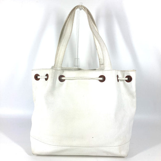 CHANEL Shoulder Bag Caviar skin white vintage CC COCO Mark logo drawstring bag Women Used Authentic