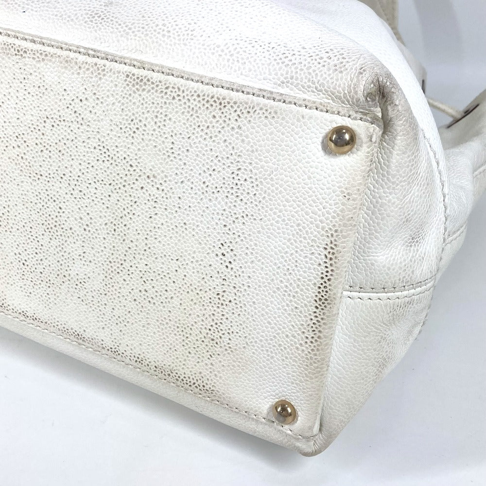 CHANEL Shoulder Bag Caviar skin white vintage CC COCO Mark logo drawstring bag Women Used Authentic