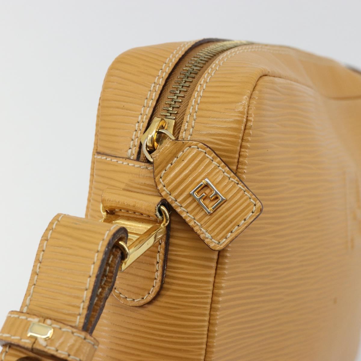 FENDI Shoulder Bag Leather Beige Gold