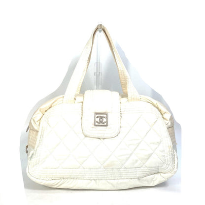 CHANEL Boston Duffel bag A29853 Nylon white Sports CC COCO Mark Quilting Women Used Authentic
