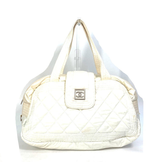 CHANEL Boston Duffel bag A29853 Nylon white Sports CC COCO Mark Quilting Women Used Authentic