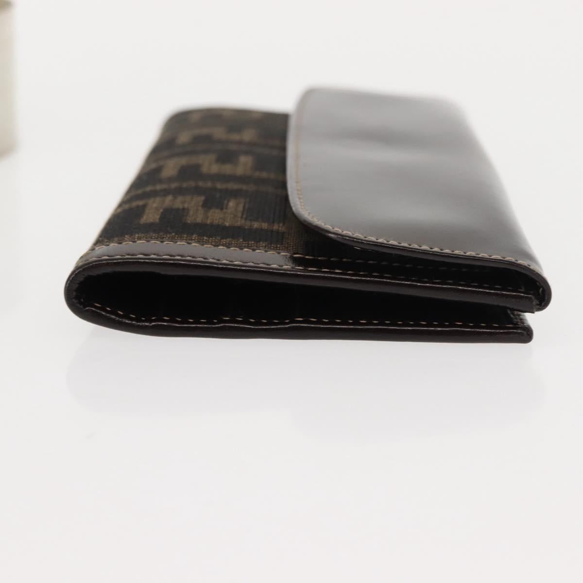 FENDI Zucca Canvas Long Wallet Black Brown
