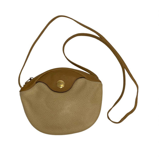 Dior Shoulder Bag leather beige logo Metal Women Used Authentic