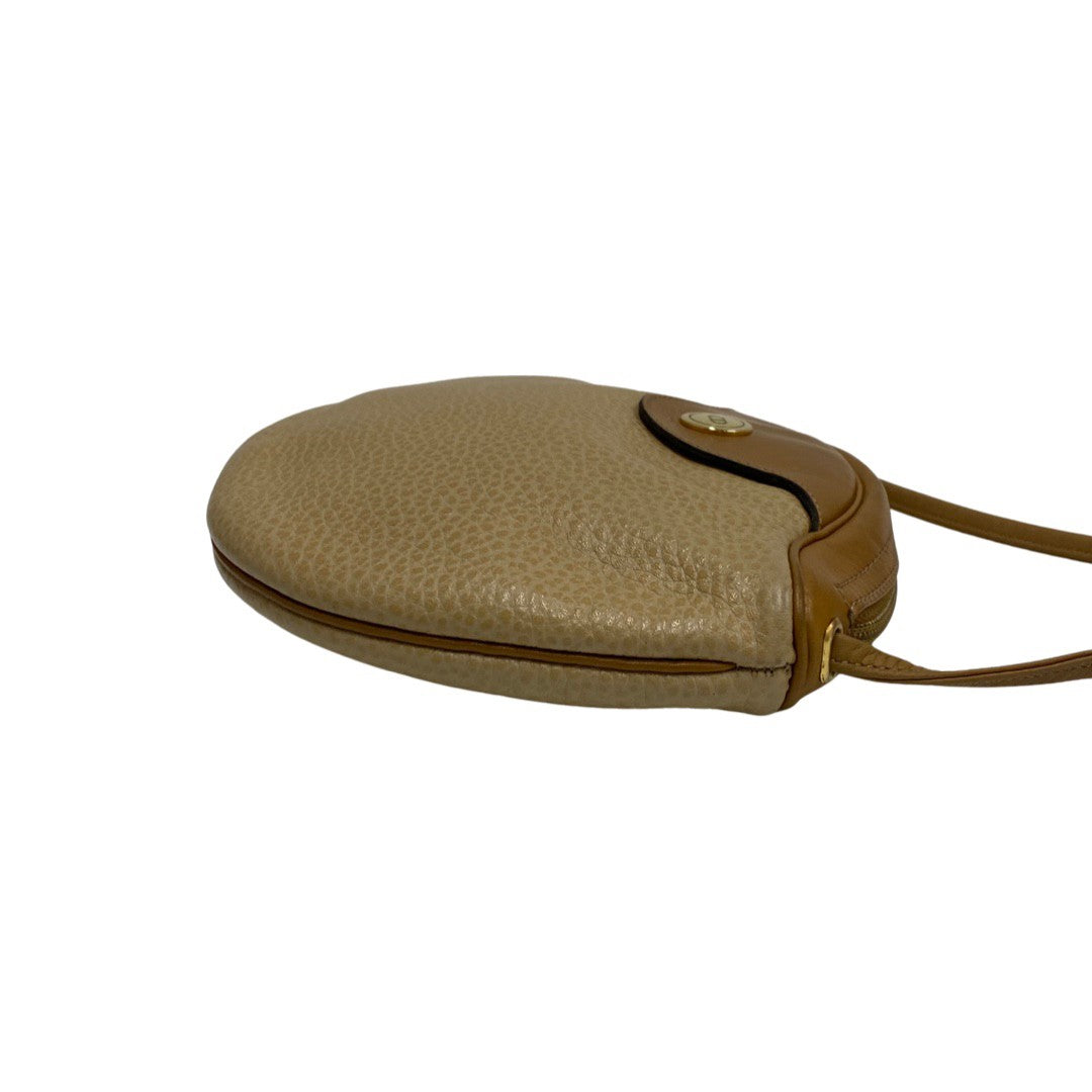 Dior Shoulder Bag leather beige logo Metal Women Used Authentic