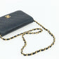 CHANEL Push Lock Chain Shoulder Bag Lambskin Navy Gold CC