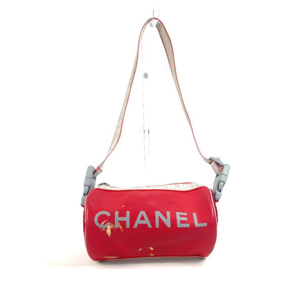 CHANEL Handbag rubber Red Sports Bicolor logo Women Used Authentic
