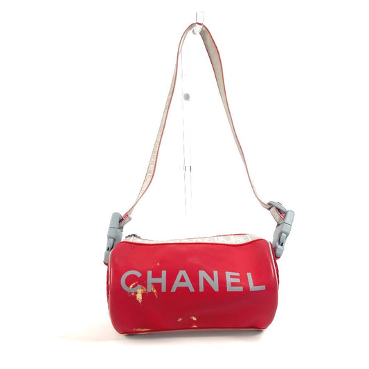 CHANEL Handbag rubber Red Sports Bicolor logo Women Used Authentic