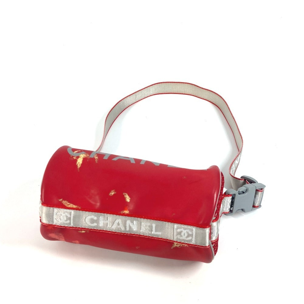 CHANEL Handbag rubber Red Sports Bicolor logo Women Used Authentic