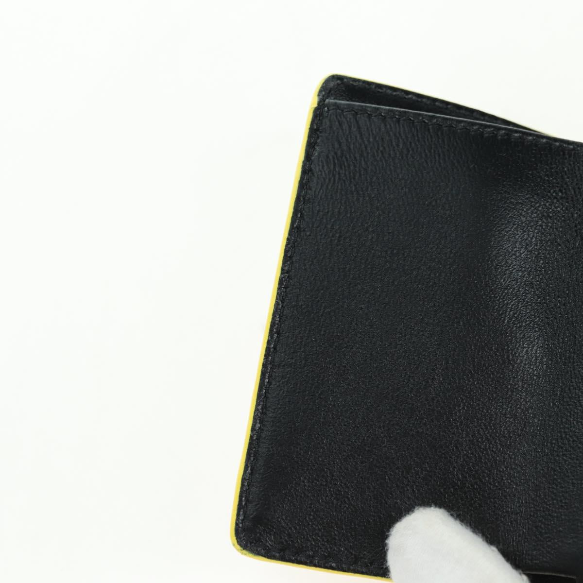 BALENCIAGA Mini Wallet Trifold Leather Yellow Silver