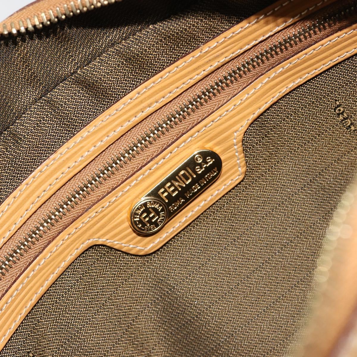 FENDI Shoulder Bag Leather Beige Gold