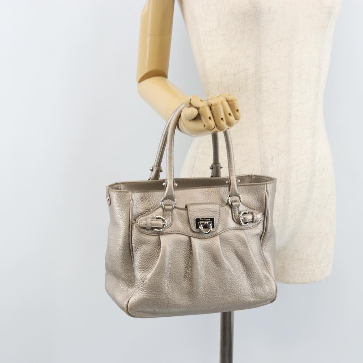 Salvatore Ferragamo Hand Bag Leather Silver