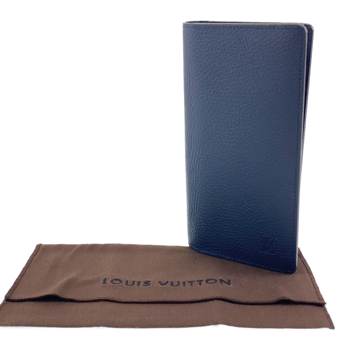 LOUIS VUITTON Long Wallet Purse M58818 leather Navy Long Wallet Purse Taurillon Clemence Leather Portefeuille Braza mens Used Authentic