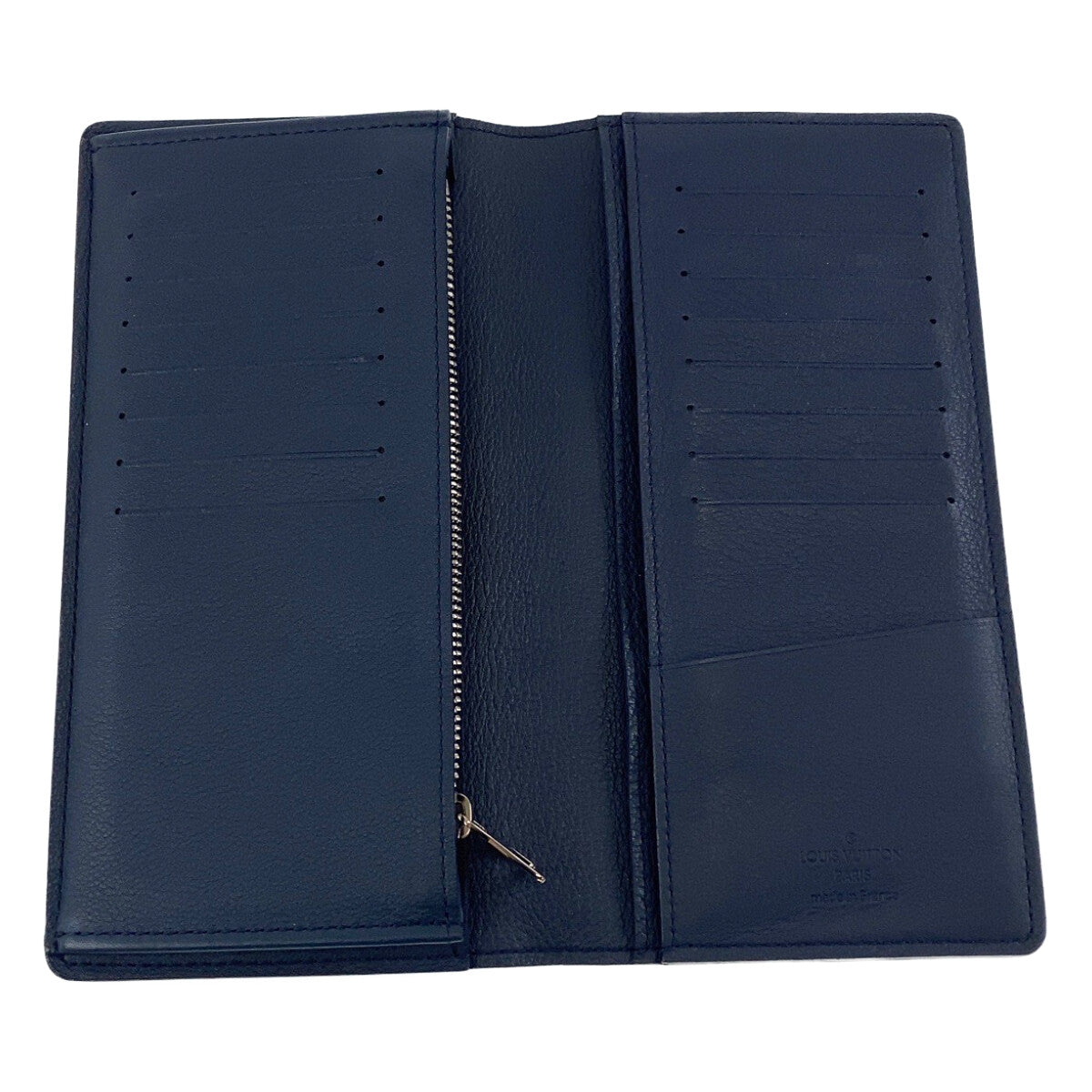 LOUIS VUITTON Long Wallet Purse M58818 leather Navy Long Wallet Purse Taurillon Clemence Leather Portefeuille Braza mens Used Authentic