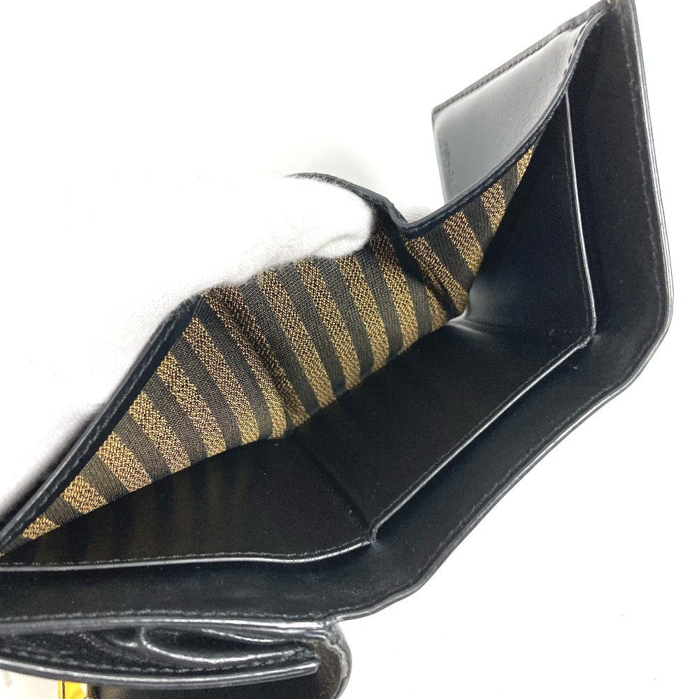 FENDI Trifold wallet 8M0395 leather black logo Women Used Authentic