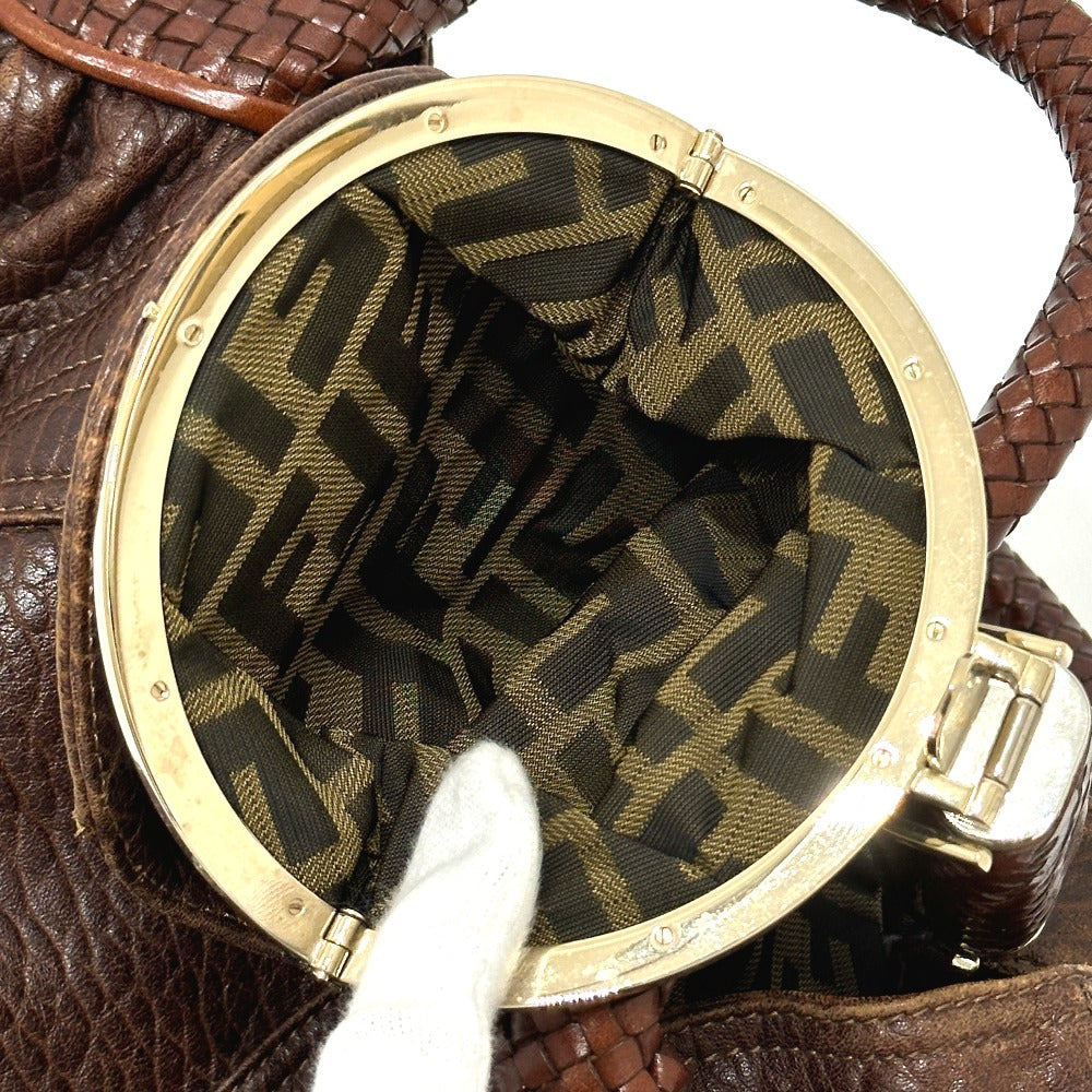 FENDI Shoulder Bag leather Brown Spy bag