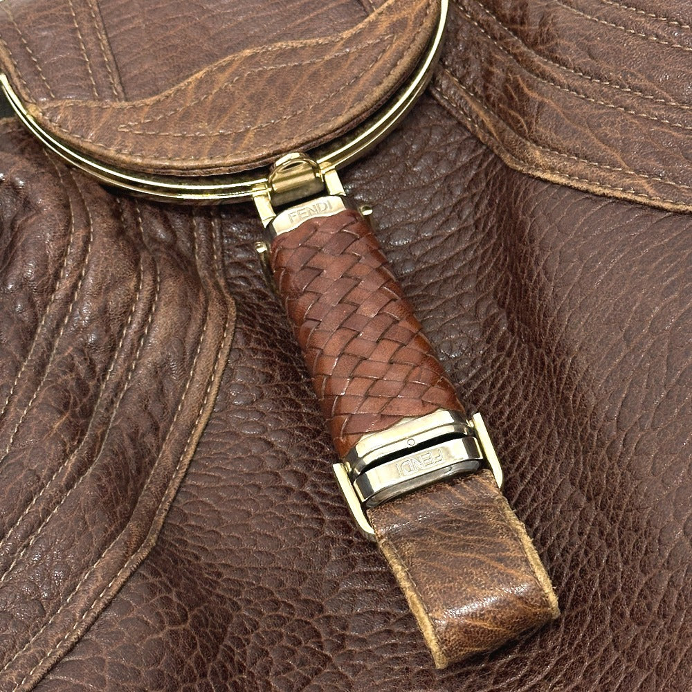 FENDI Shoulder Bag leather Brown Spy bag