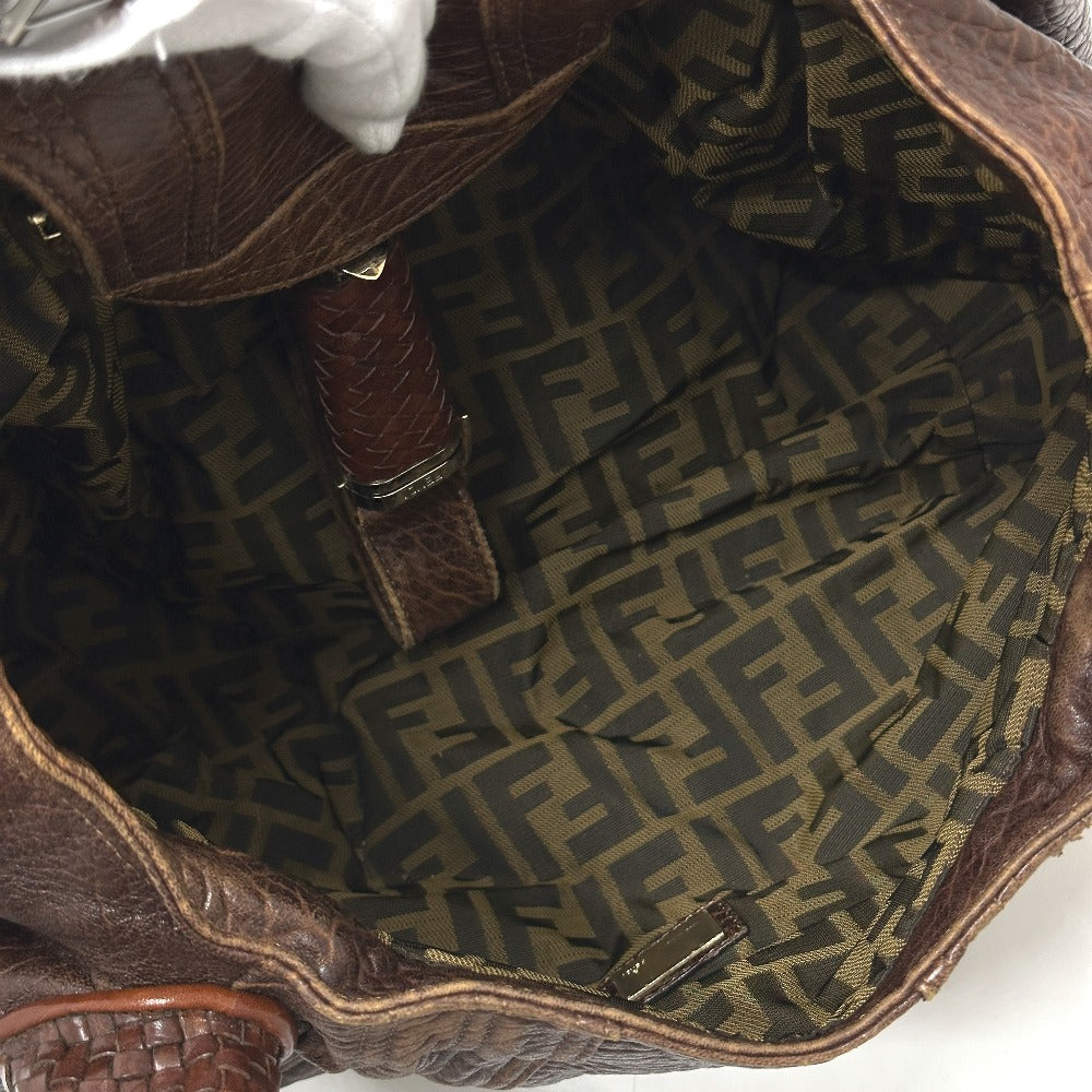FENDI Shoulder Bag leather Brown Spy bag