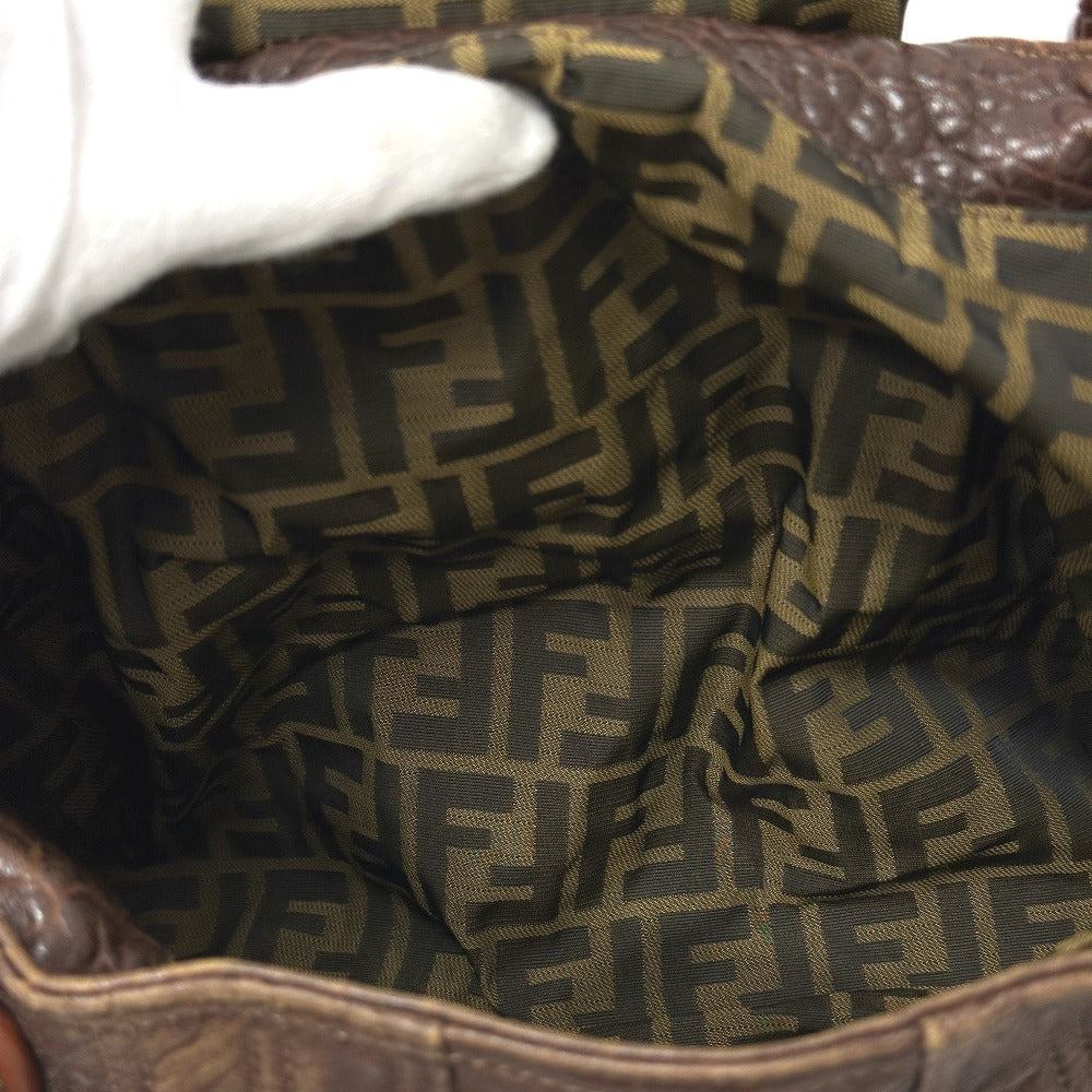 FENDI Shoulder Bag leather Brown Spy bag