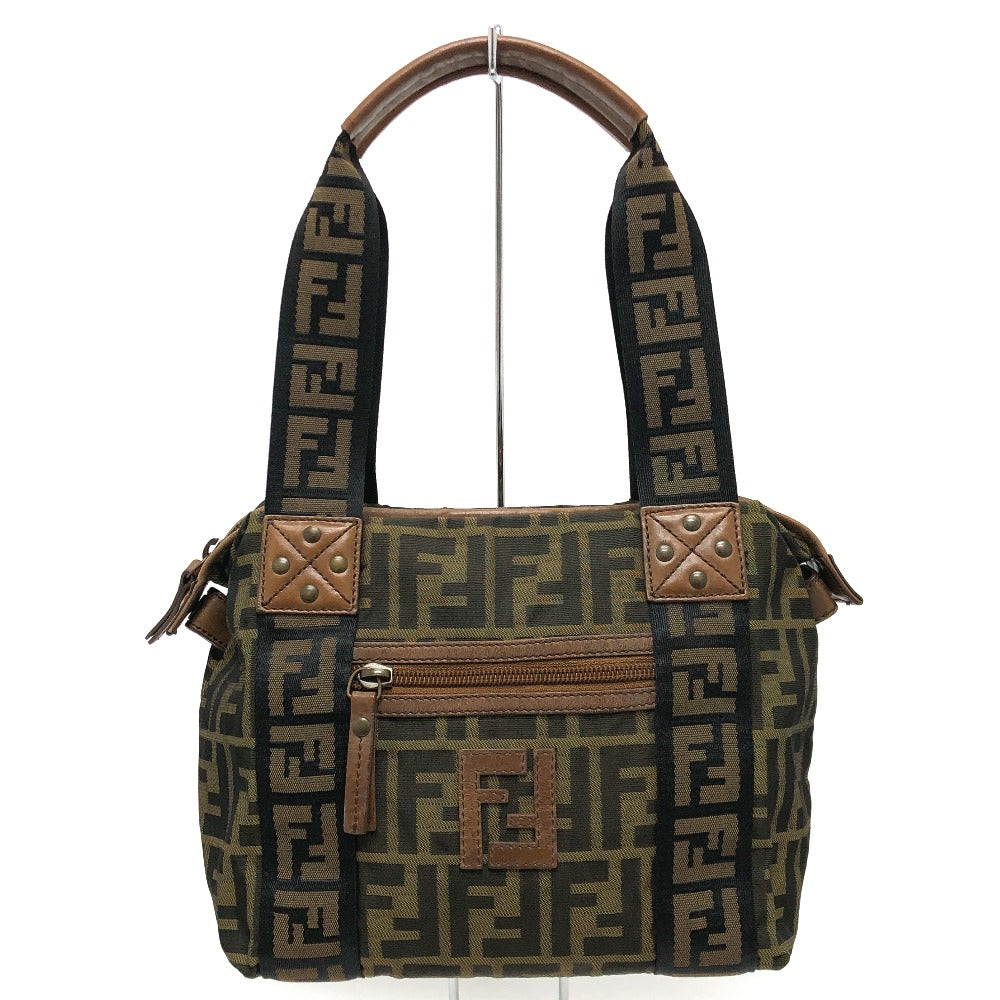 FENDI Handbag 7VS078 canvas Brown FF logo Zucca Women Used Authentic