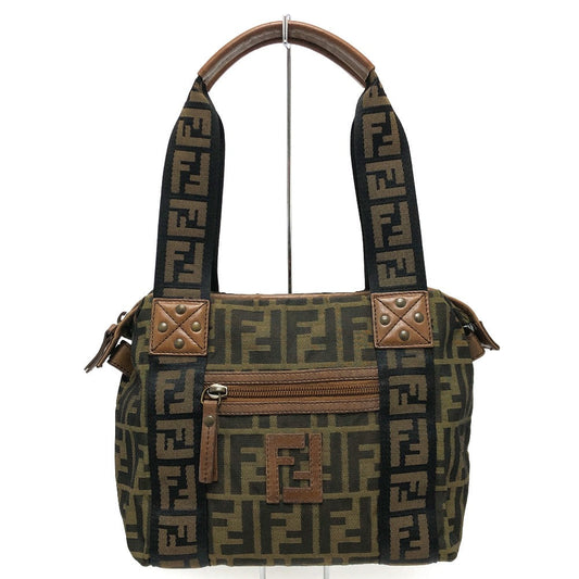 FENDI Handbag 7VS078 canvas Brown FF logo Zucca Women Used Authentic