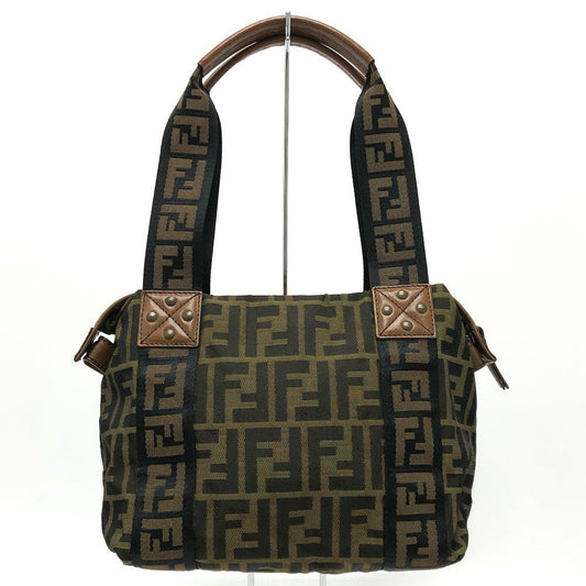 FENDI Handbag 7VS078 canvas Brown FF logo Zucca Women Used Authentic