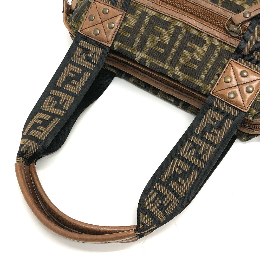 FENDI Handbag 7VS078 canvas Brown FF logo Zucca Women Used Authentic