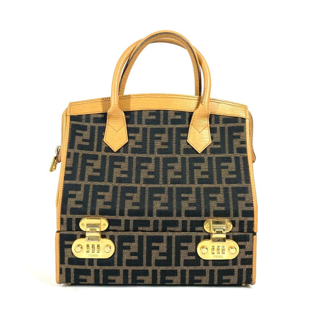 FENDI Handbag Canvas / leather Brown vintage Zucca logo Women Used Authentic