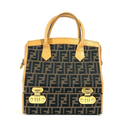 FENDI Handbag Canvas / leather Brown vintage Zucca logo Women Used Authentic