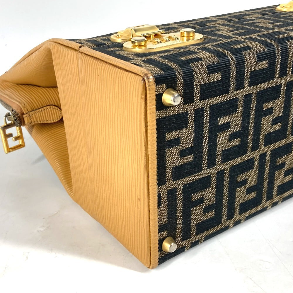FENDI Handbag Canvas / leather Brown vintage Zucca logo Women Used Authentic