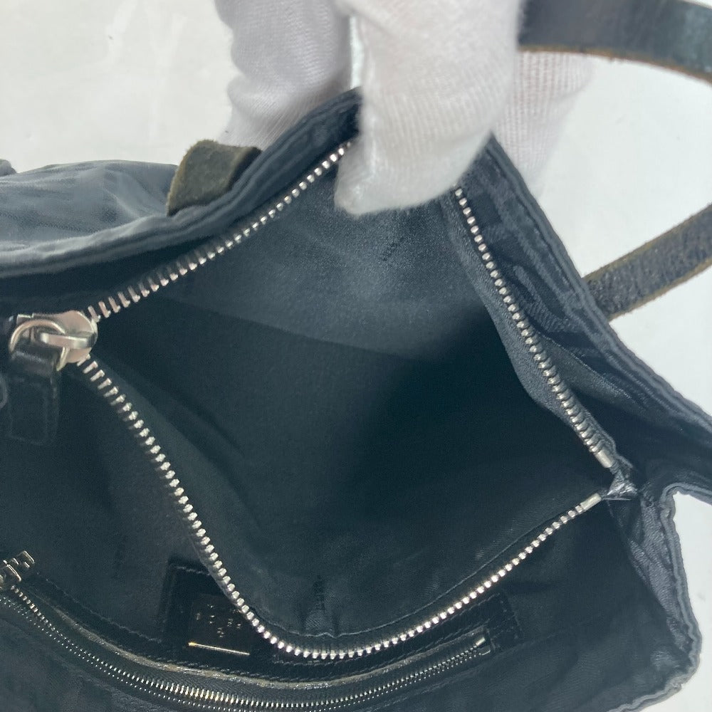 FENDI Tote Bag Nylon, Leather black vintage Zucca Women Used Authentic