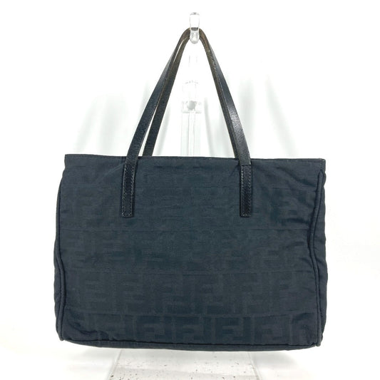 FENDI Tote Bag Nylon, Leather black vintage Zucca Women Used Authentic