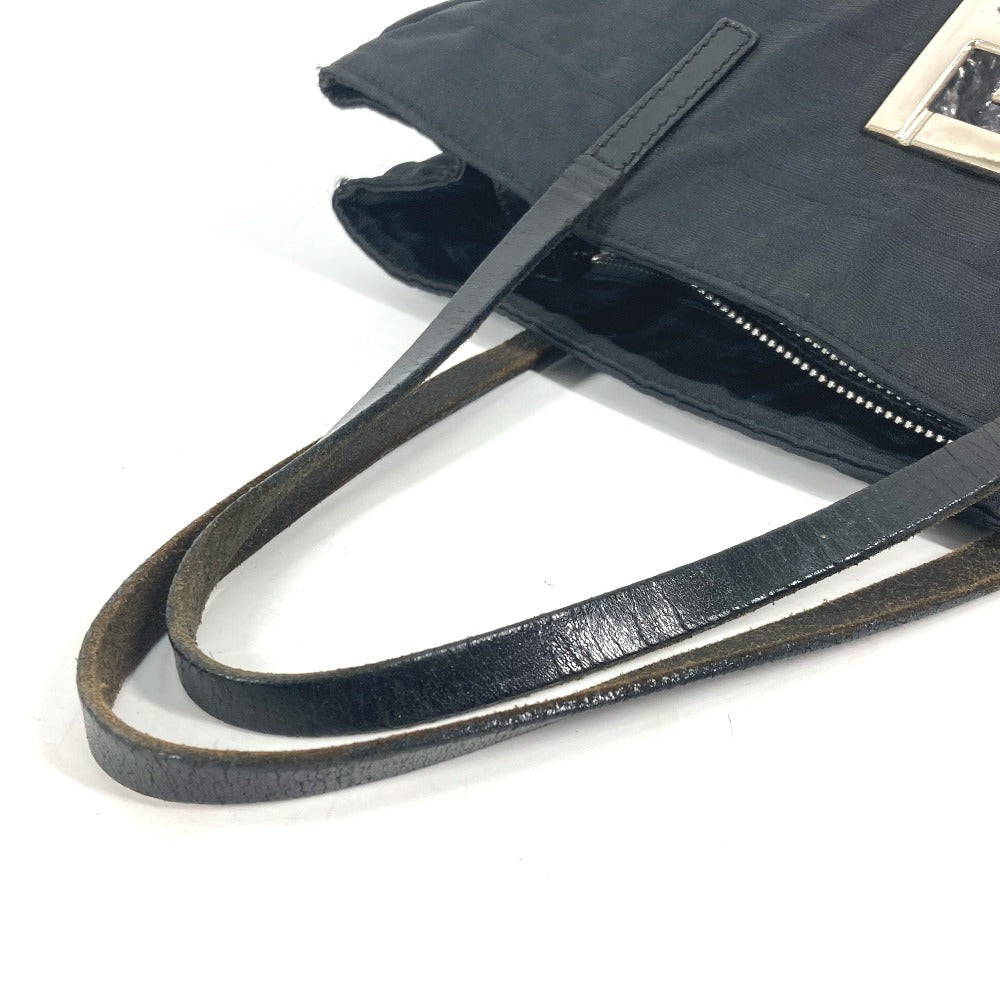 FENDI Tote Bag Nylon, Leather black vintage Zucca Women Used Authentic