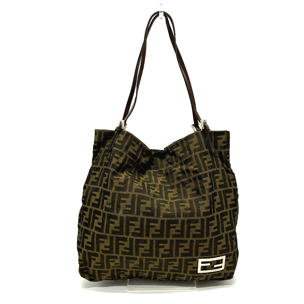 FENDI Tote Bag Canvas / leather Brown Zucca Pattern