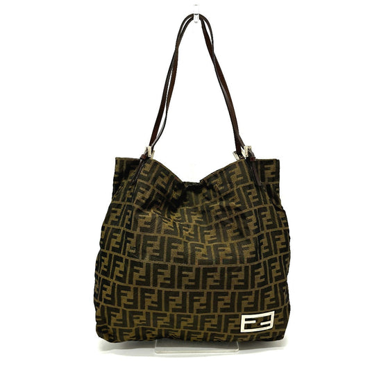 FENDI Tote Bag Canvas / leather Brown Zucca Pattern