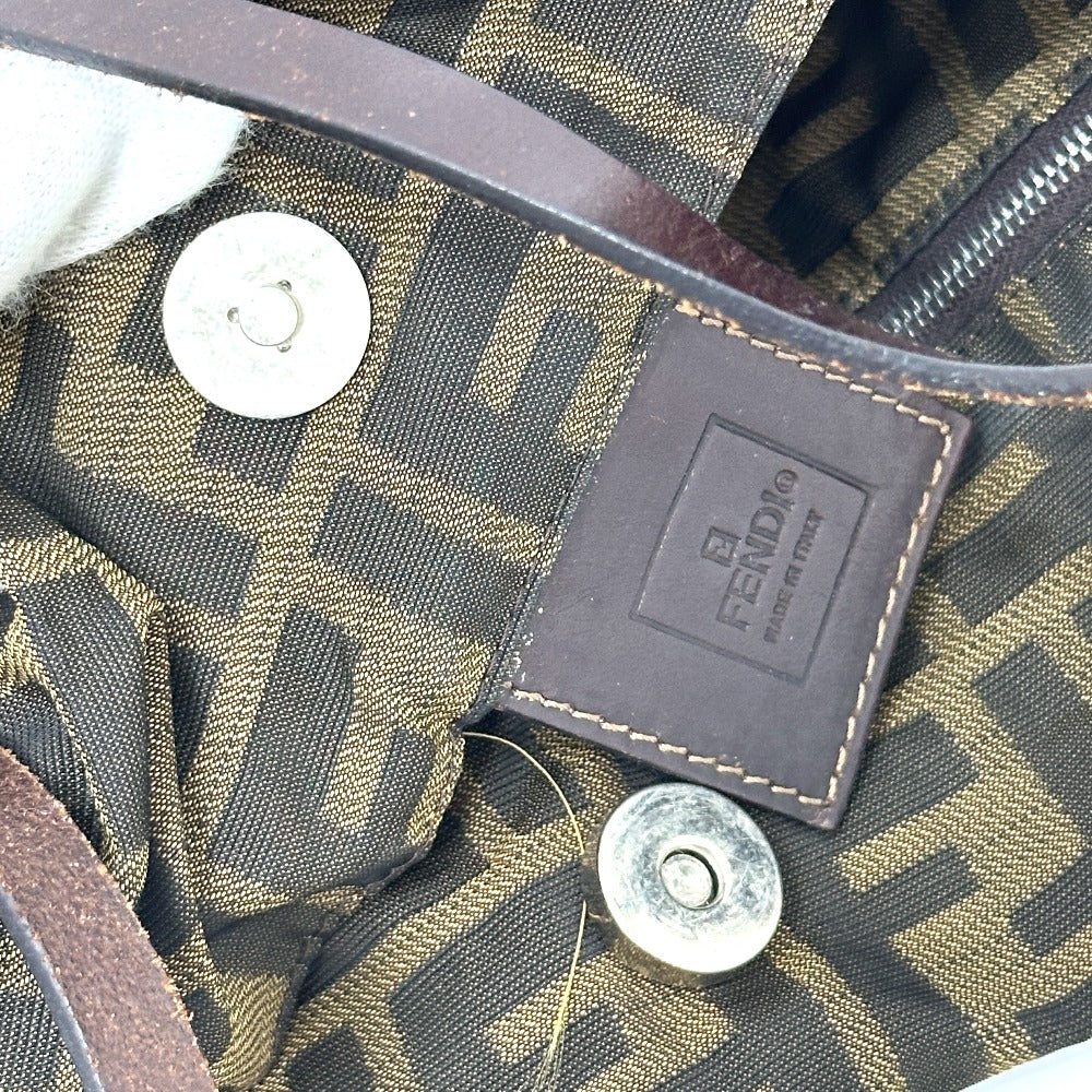 FENDI Tote Bag Canvas / leather Brown Zucca Pattern