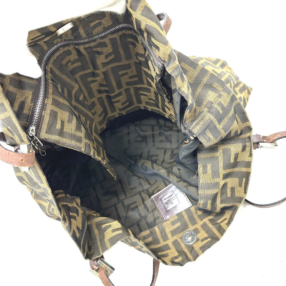 FENDI Tote Bag Canvas / leather Brown Zucca Pattern