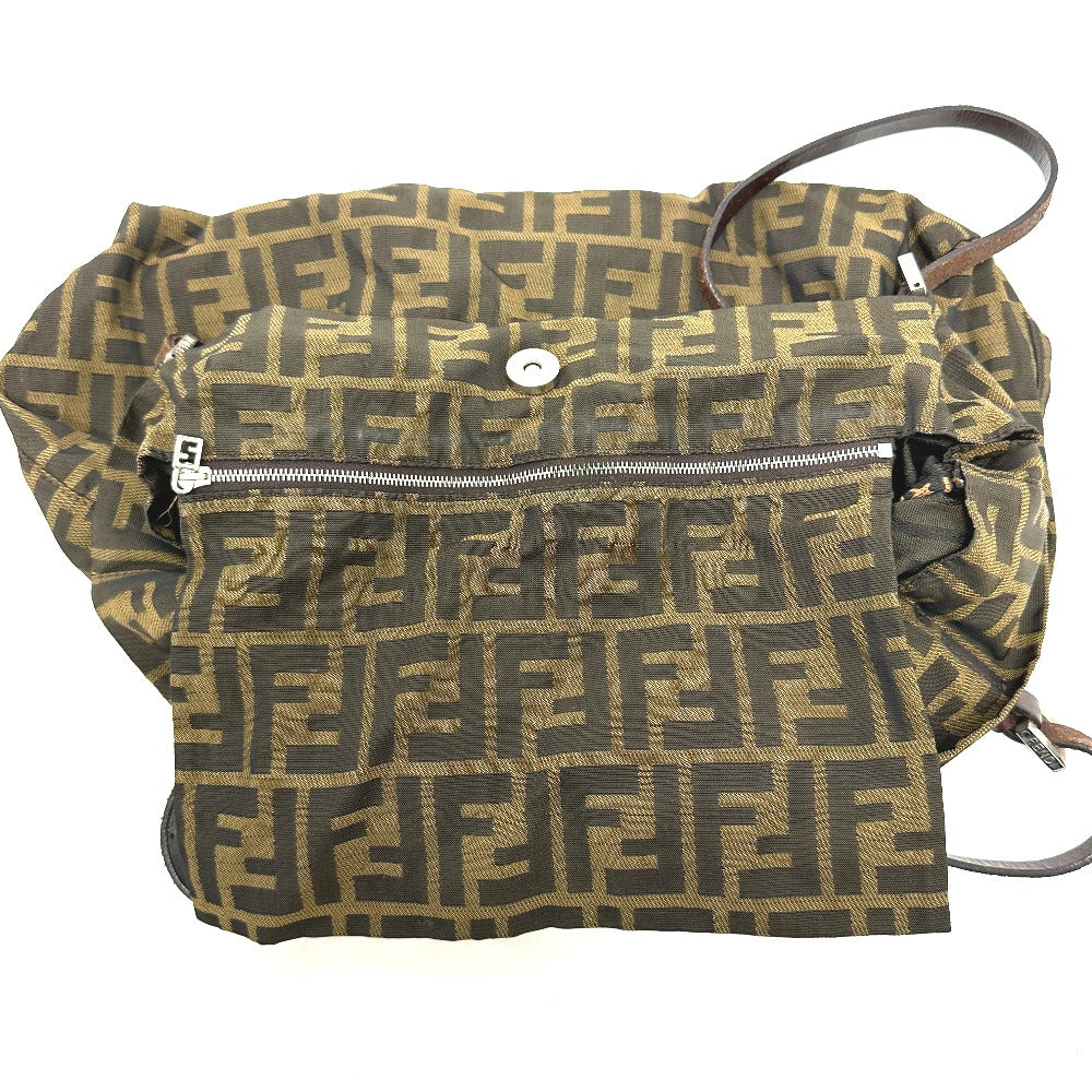 FENDI Tote Bag Canvas / leather Brown Zucca Pattern