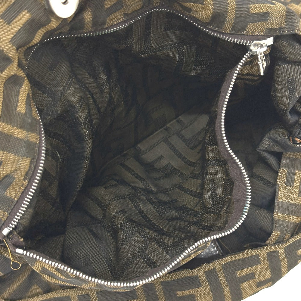 FENDI Tote Bag Canvas / leather Brown Zucca Pattern