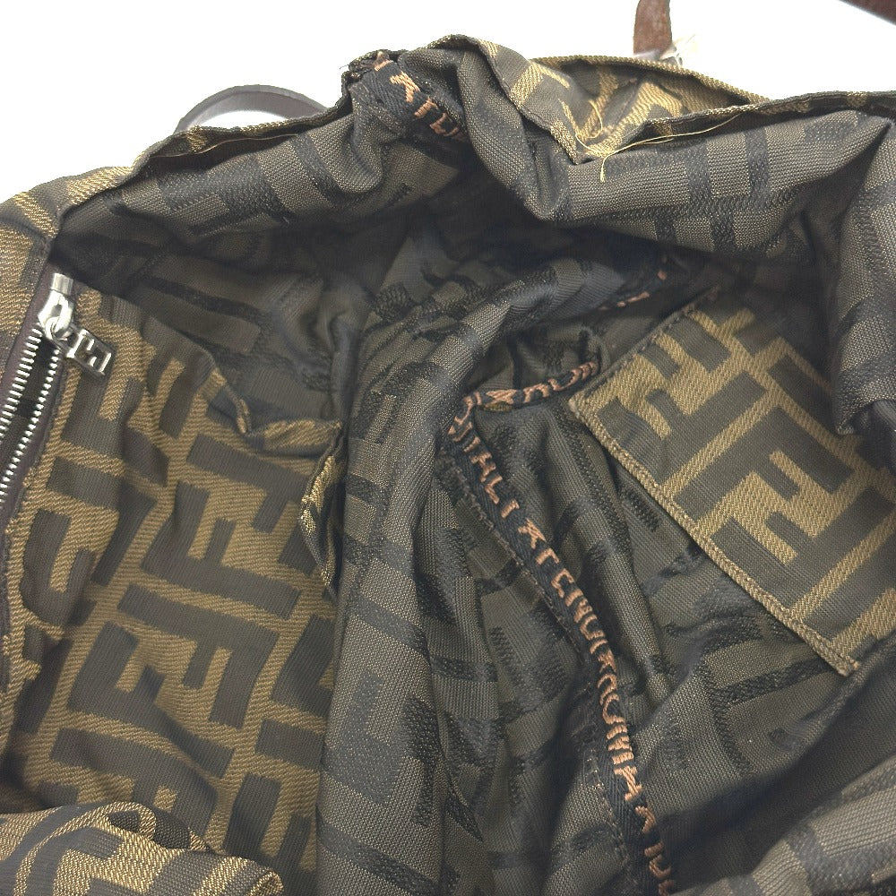 FENDI Tote Bag Canvas / leather Brown Zucca Pattern