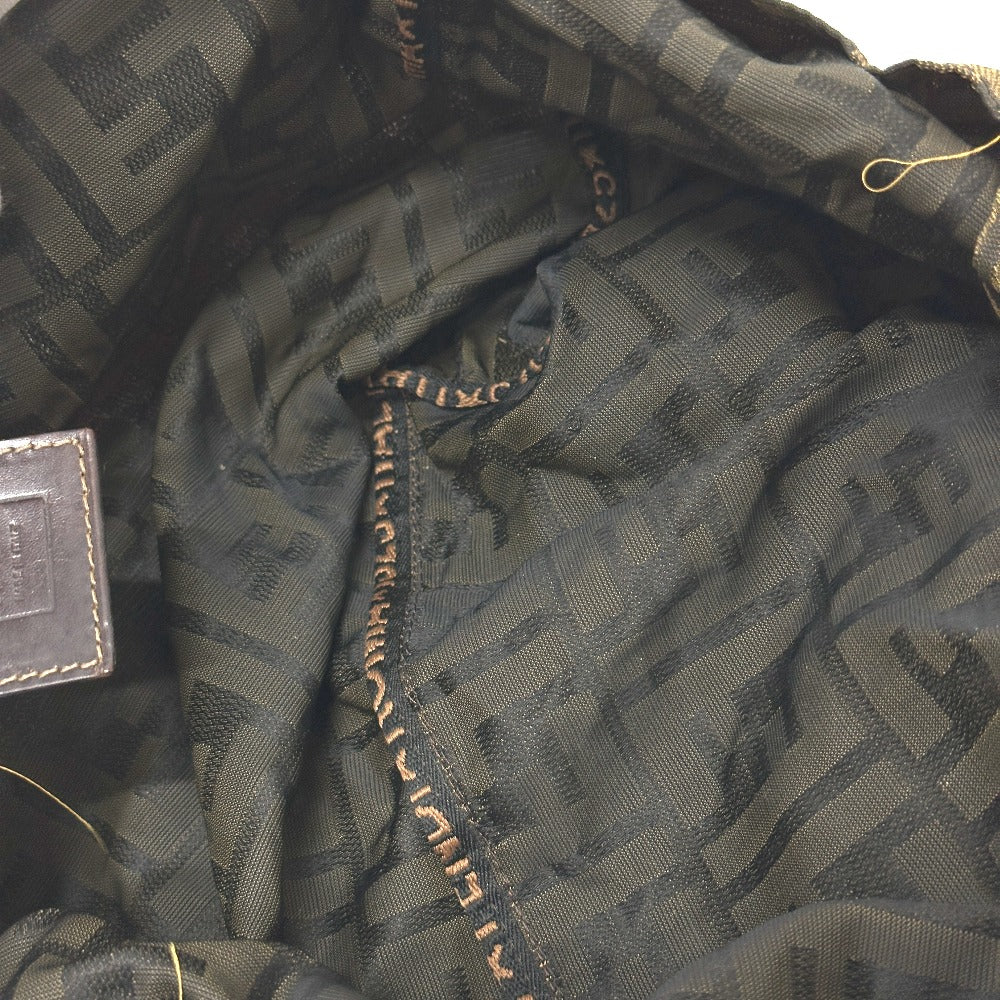FENDI Tote Bag Canvas / leather Brown Zucca Pattern