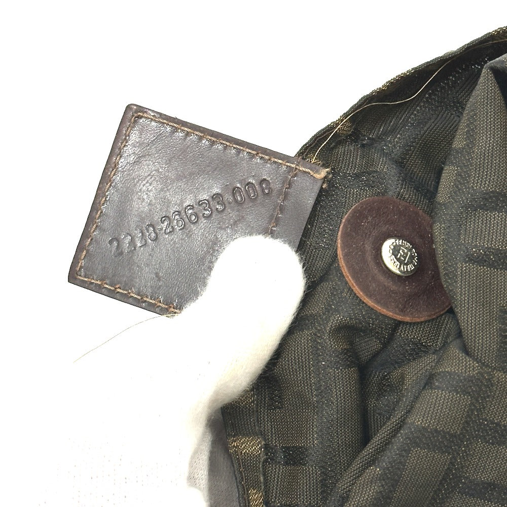FENDI Tote Bag Canvas / leather Brown Zucca Pattern