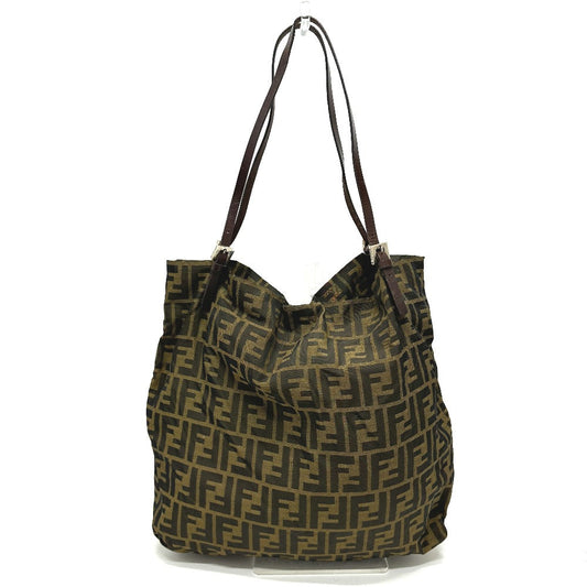 FENDI Tote Bag Canvas / leather Brown Zucca Pattern