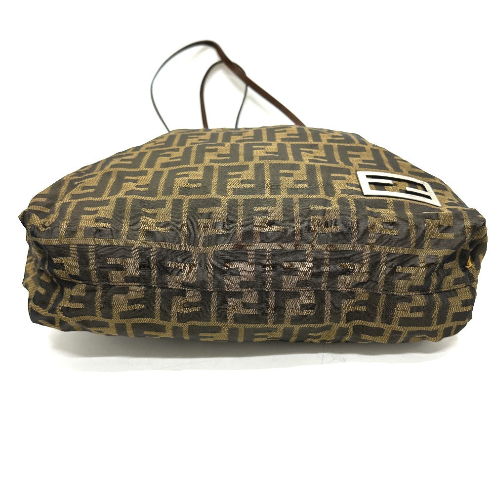 FENDI Tote Bag Canvas / leather Brown Zucca Pattern