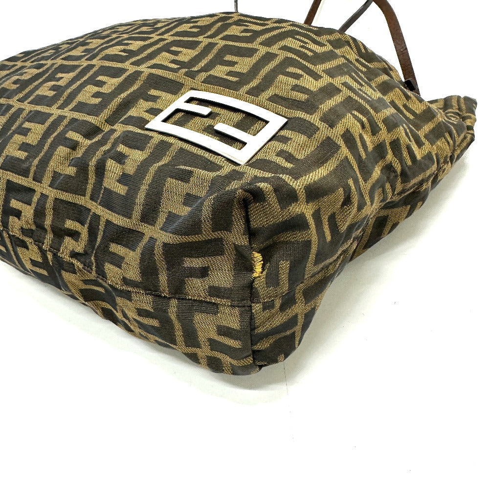 FENDI Tote Bag Canvas / leather Brown Zucca Pattern