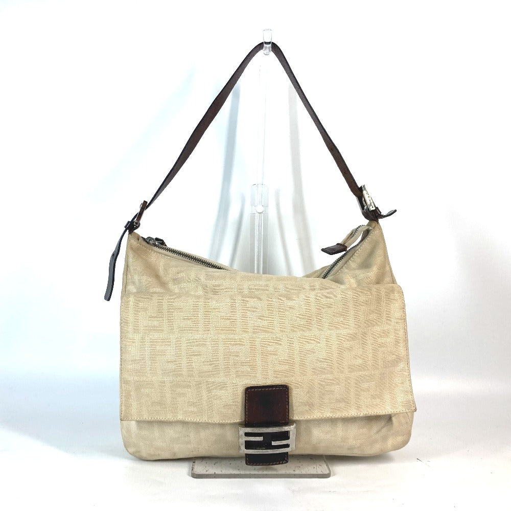 FENDI Shoulder Bag Canvas / leather beige Zucca Mamma Bucket Women Used Authentic