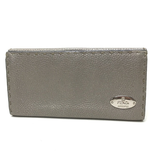 FENDI Long Wallet Purse 8M0144 leather gray Celeria Roman leather Women Used Authentic