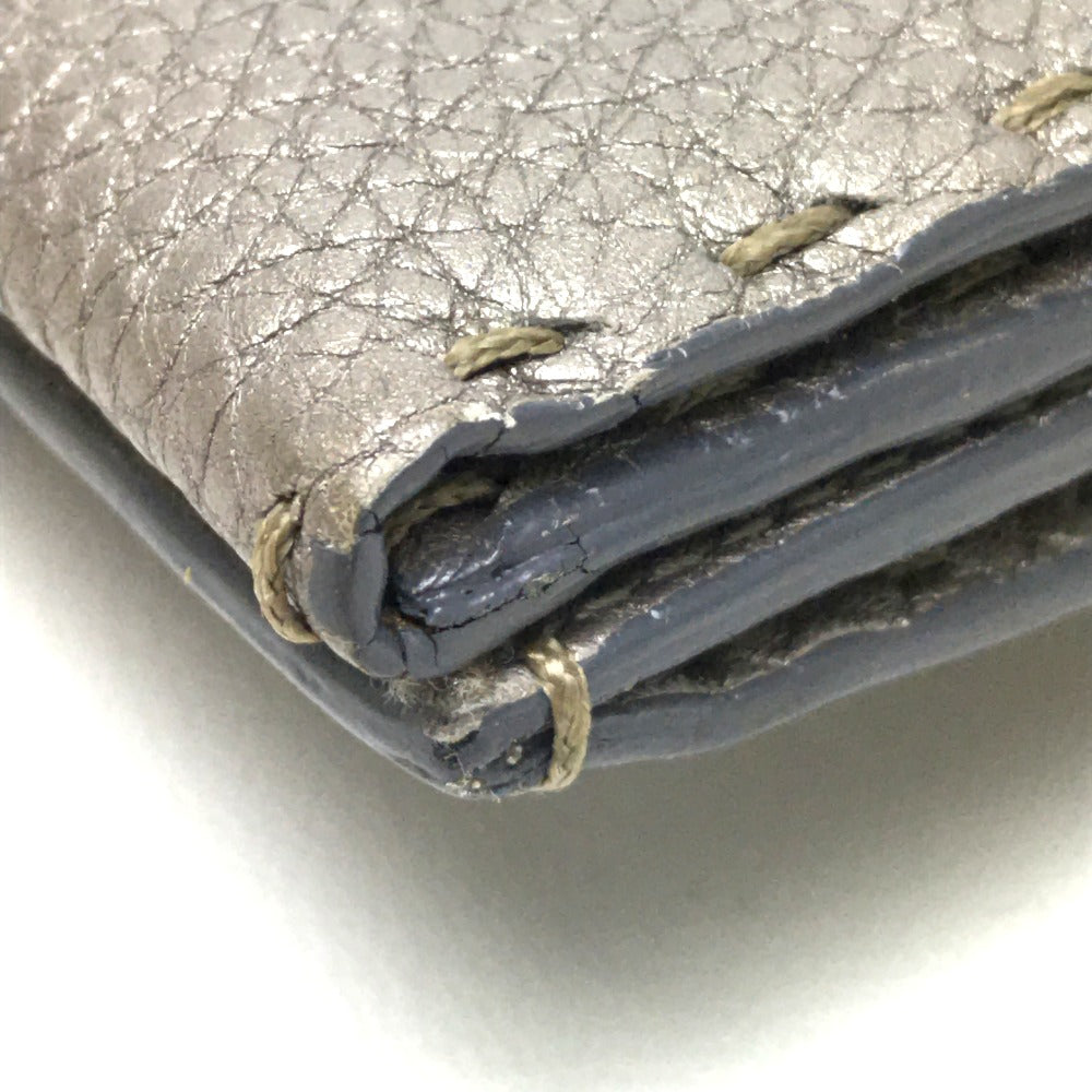 FENDI Long Wallet Purse 8M0144 leather gray Celeria Roman leather Women Used Authentic